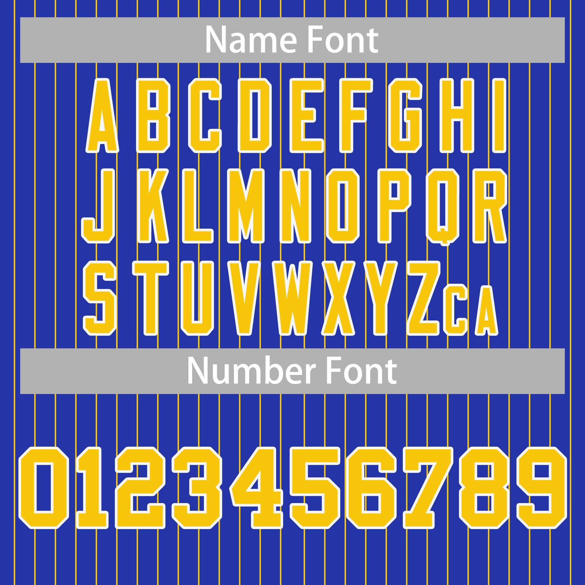 striped baseball uniform player name font