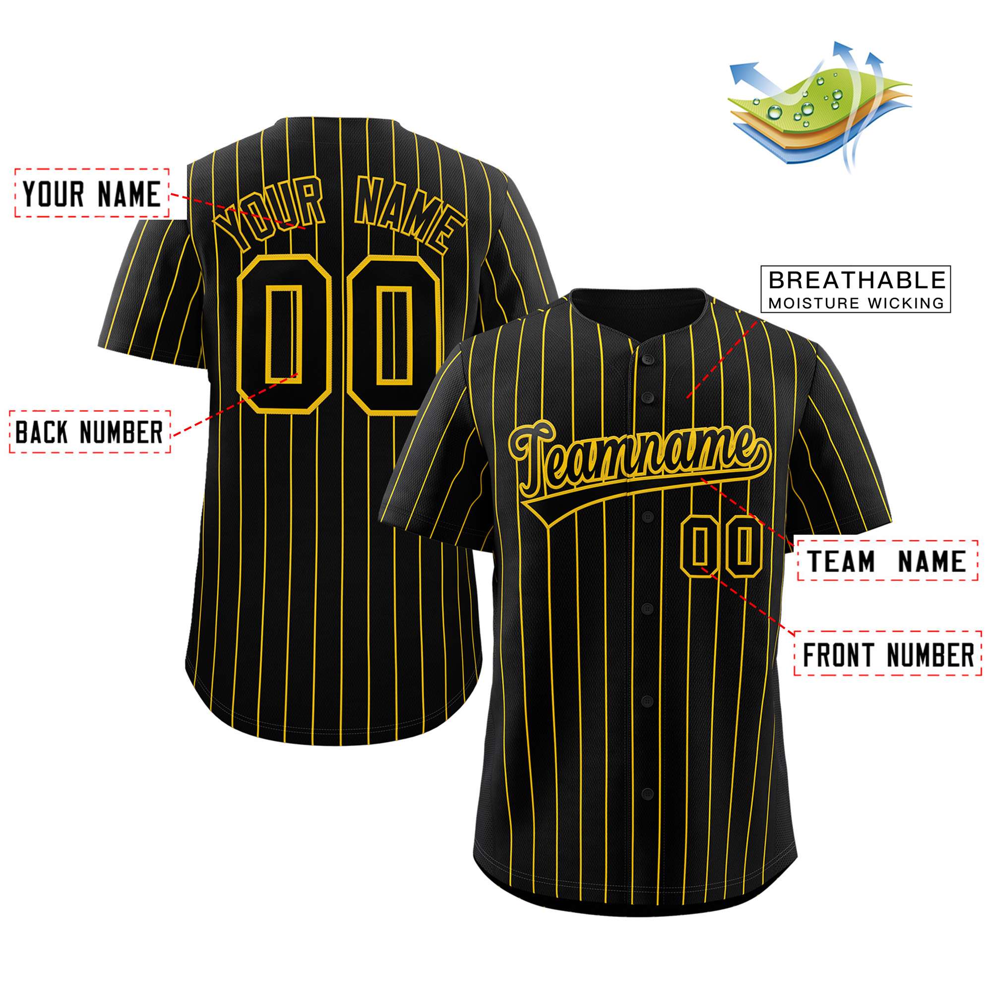 striped button down baseball jersey player name and number font style