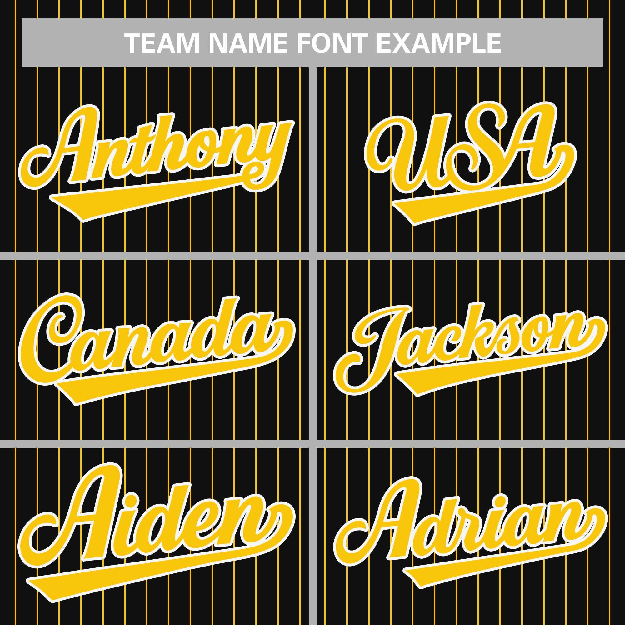 custom striped baseball uniform font example