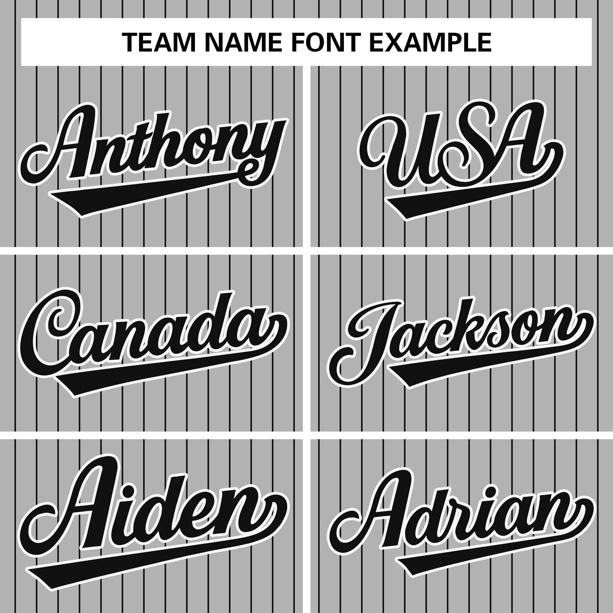 blank striped baseball uniforms player name