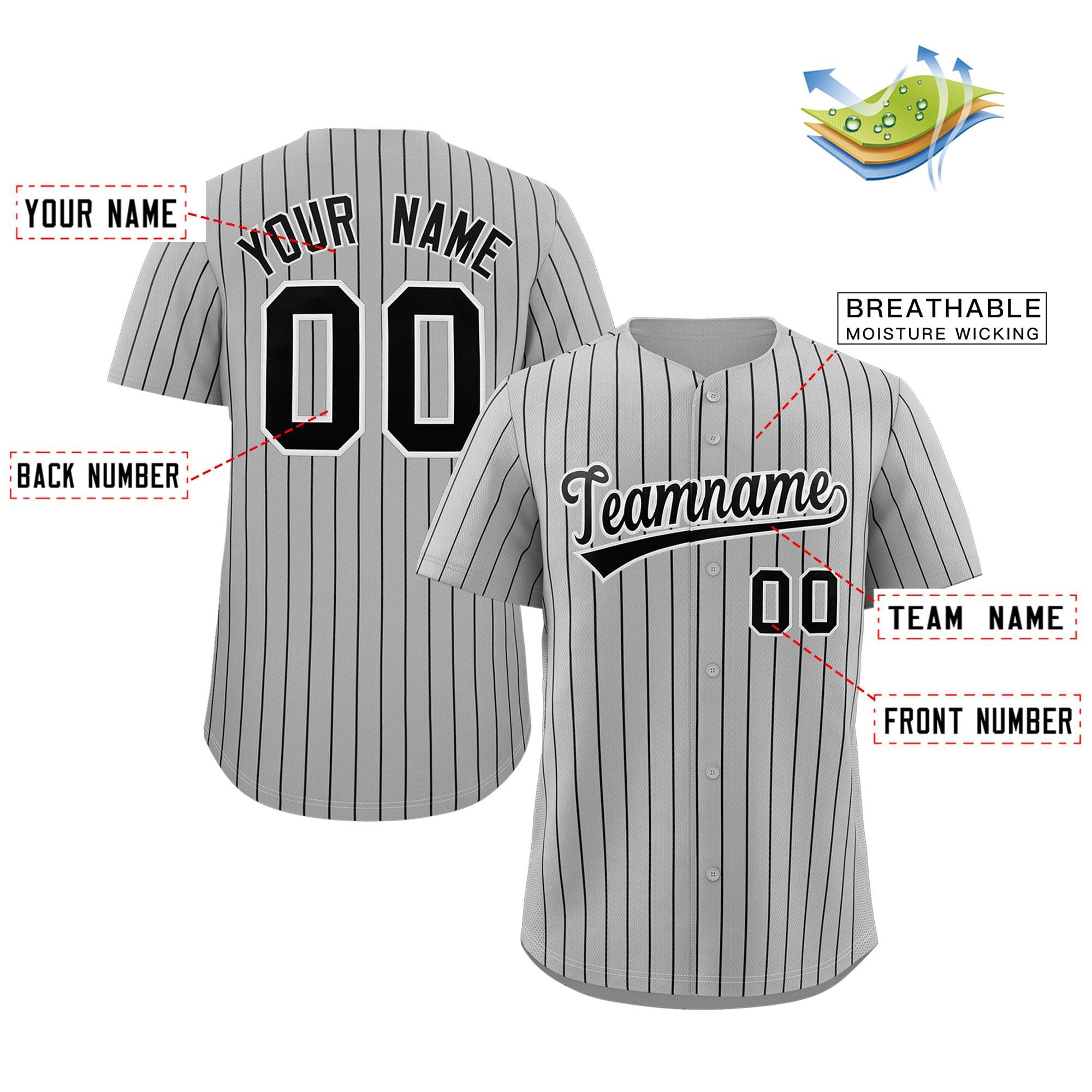 blank striped baseball uniforms team name