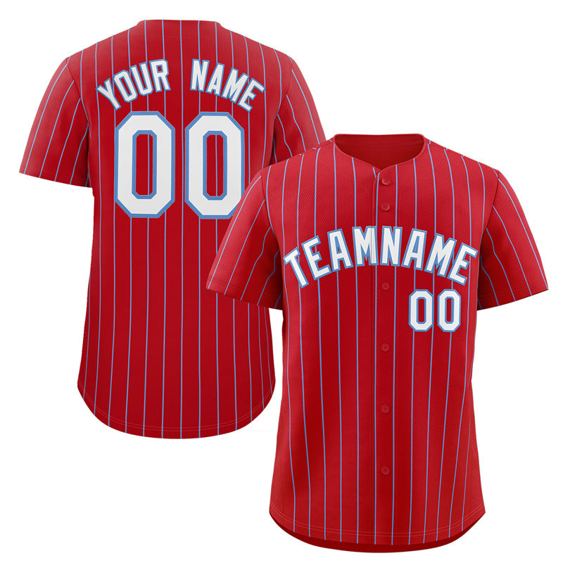 Custom Red White Light-Blue Stripe Fashion Authentic Baseball Jersey