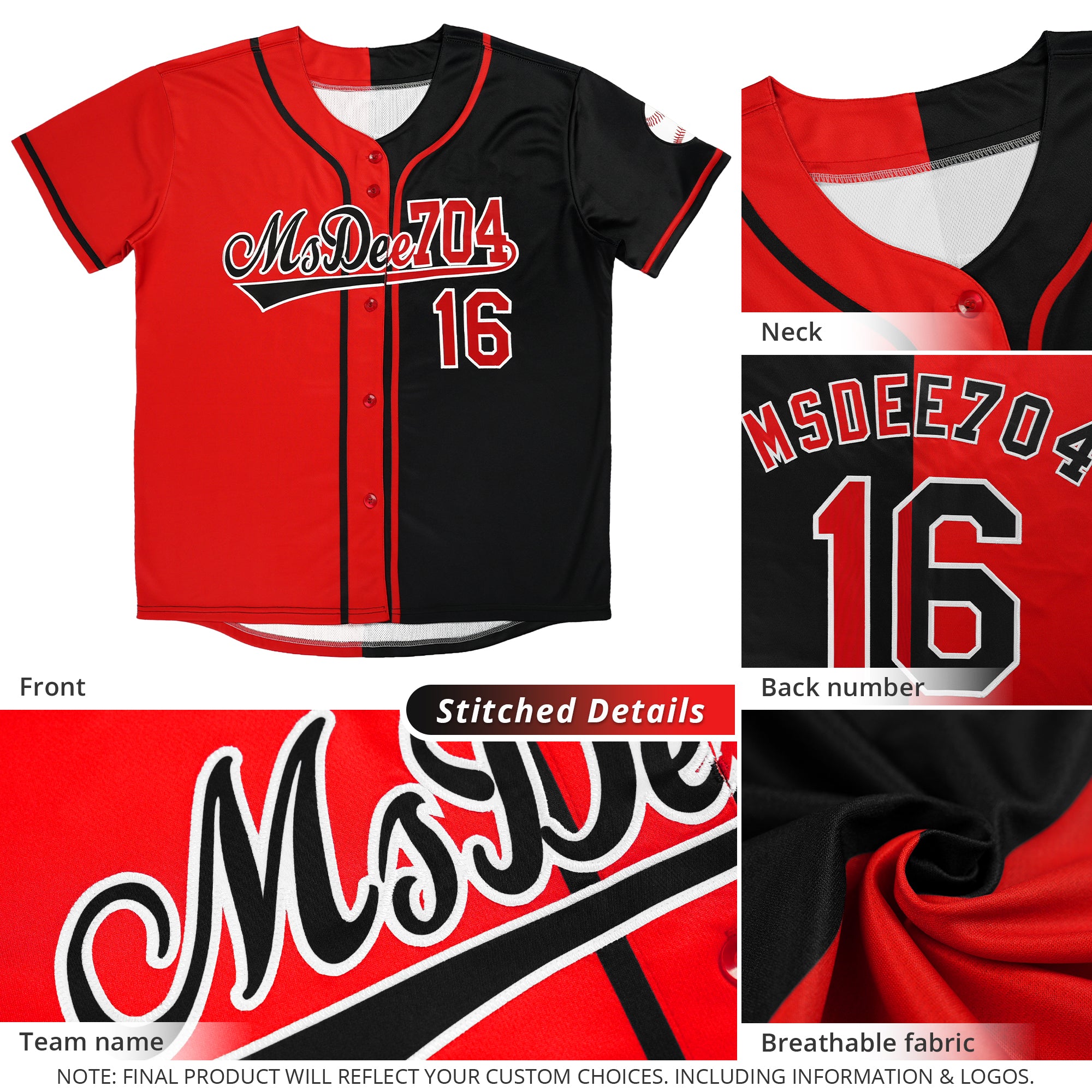 Custom Full Button Baseball Jersey Personalized Team Uniform Sports Split Shirts