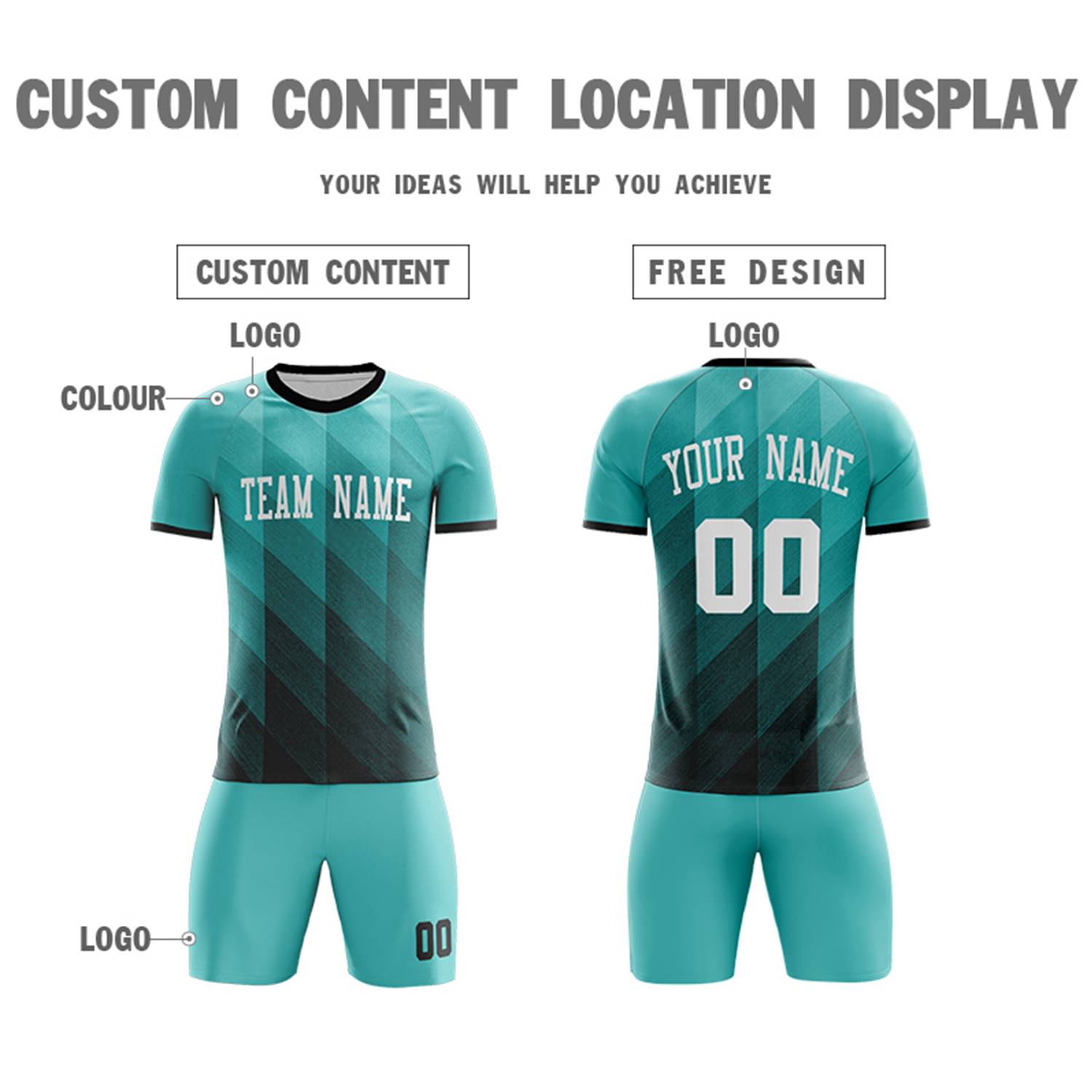 Custom Green White Casual Outdoor Soccer Sets Jersey