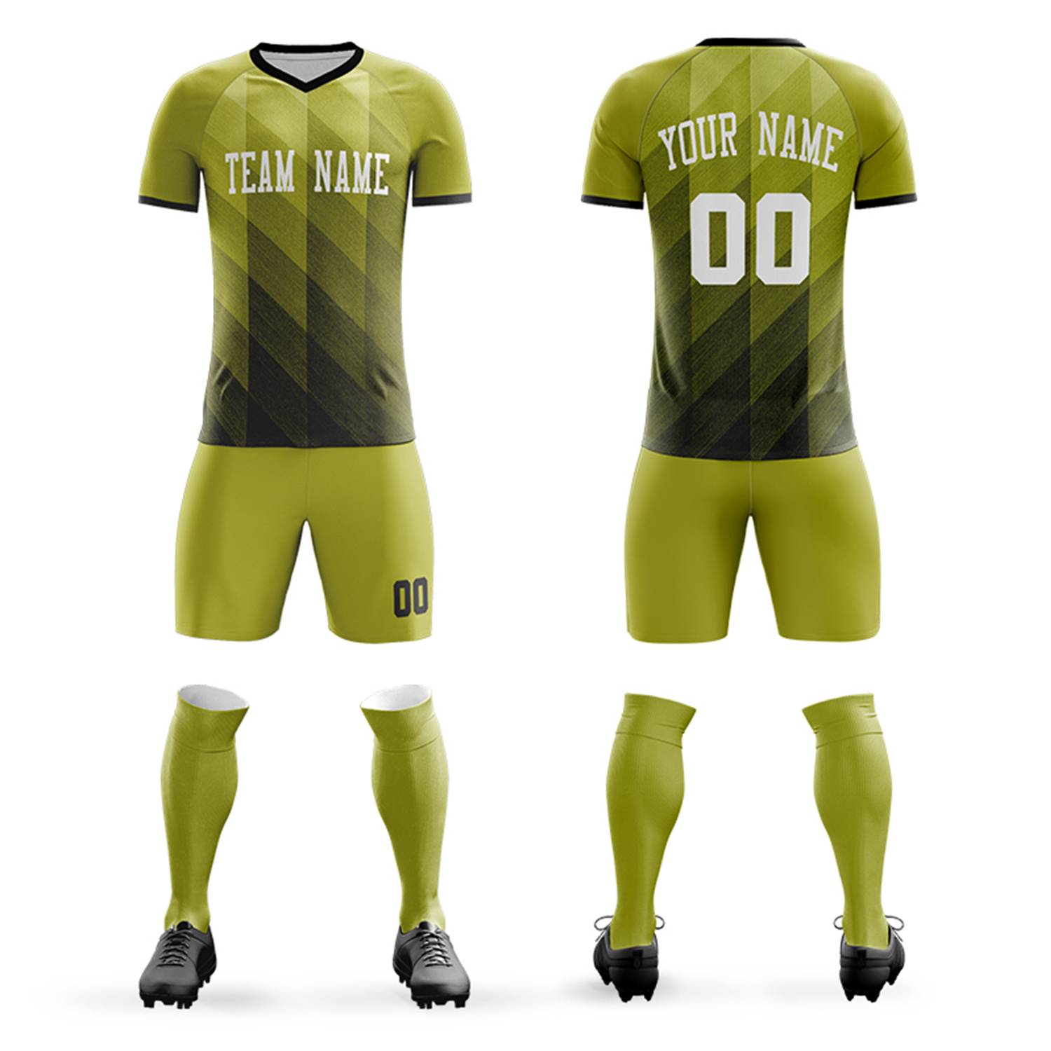 Custom Olive Green-Black Casual Outdoor Soccer Sets Jersey