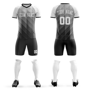 Custom Black White Casual Outdoor Soccer Sets Jersey