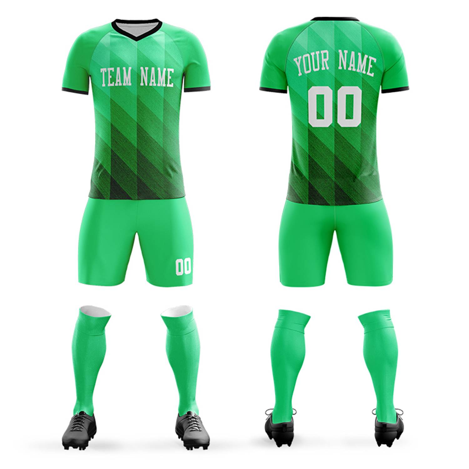 Custom Neon Green-Black Casual Outdoor Soccer Sets Jersey