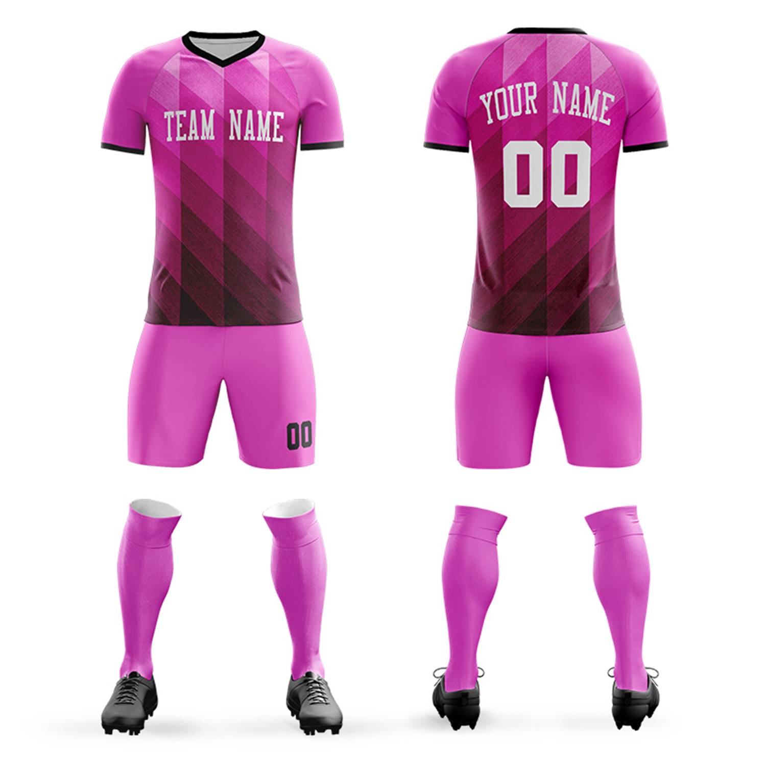 Custom Pink White Outdoor Soccer Sets Jersey