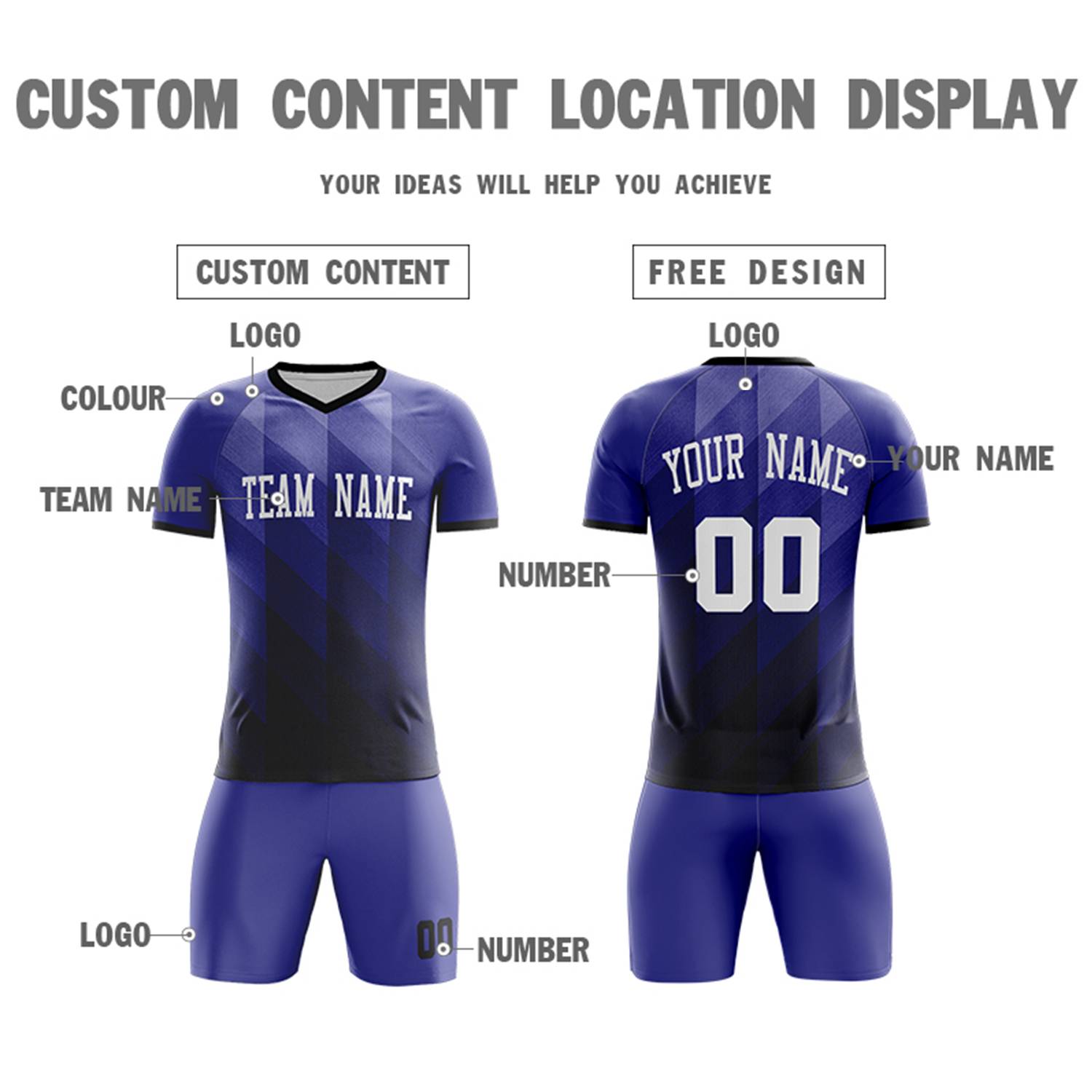 Custom Navy White Casual Outdoor Soccer Sets Jersey