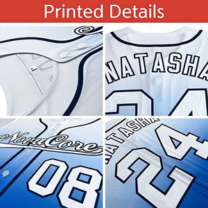 Custom Blue White-Royal Gradient Fashion Authentic Pullover Pinstripe Baseball Jersey