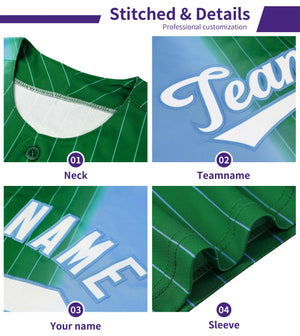 Custom Bright Green Purple Pinstripe Personalized Gradient Authentic Baseball Jersey