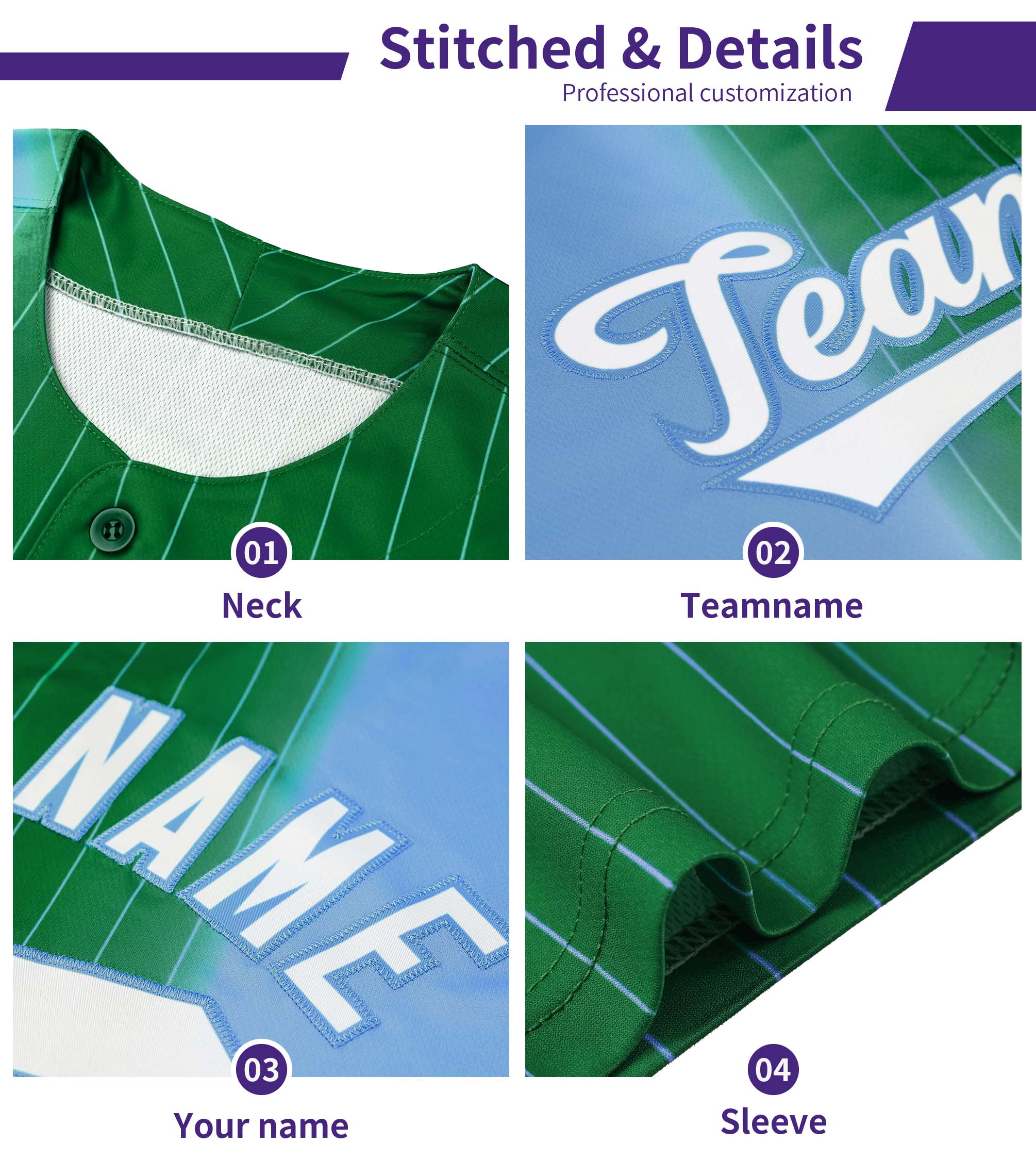 Custom Neon Green Purple Pinstripe Personalized Gradient Authentic Baseball Jersey