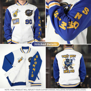 Custom White Midnight Green Full-Snap Varsity Raglan Sleeves Letterman Baseball Jacket