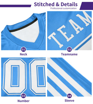 Custom Powder Blue White Personalized Tiger Stripe Graffiti Pattern Authentic Football Jersey