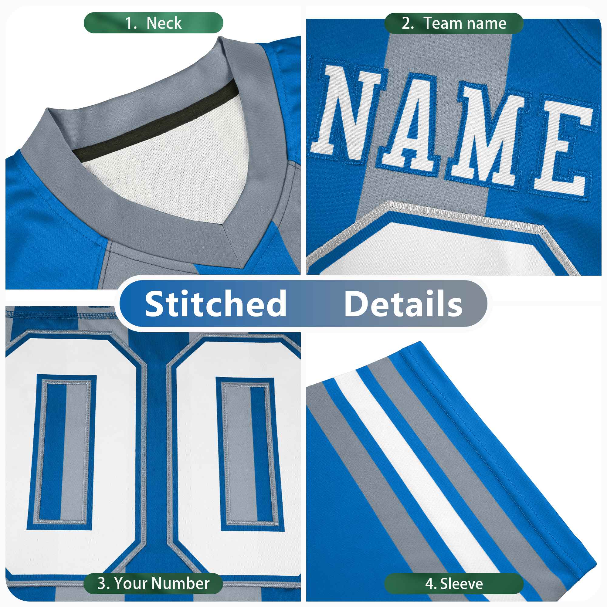 Custom Black Powder Blue Personalized Thick Stripe Design Authentic Football Jersey