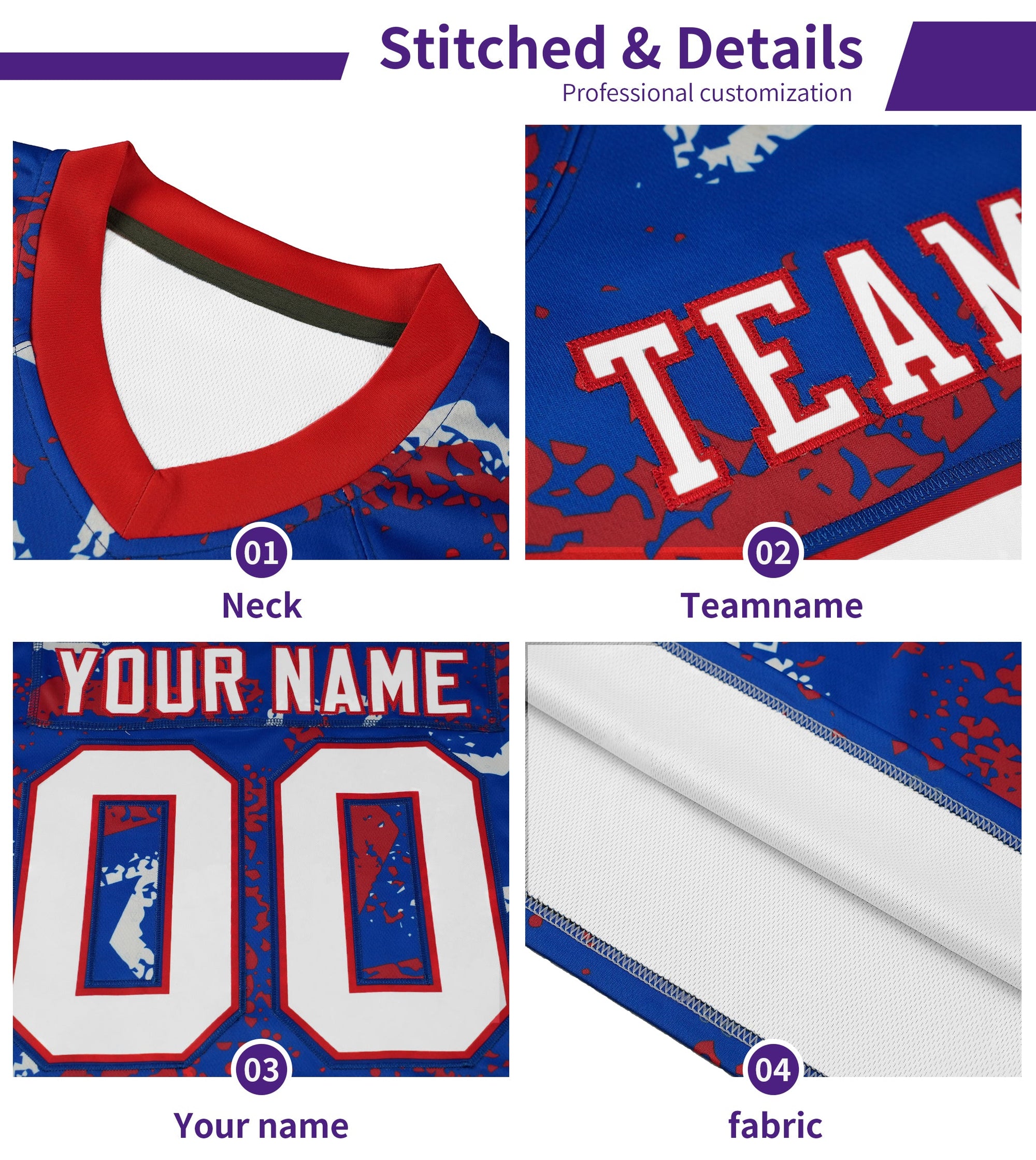 Custom Orange Royal-White Personalized Star Graffiti Pattern Authentic Football Jersey