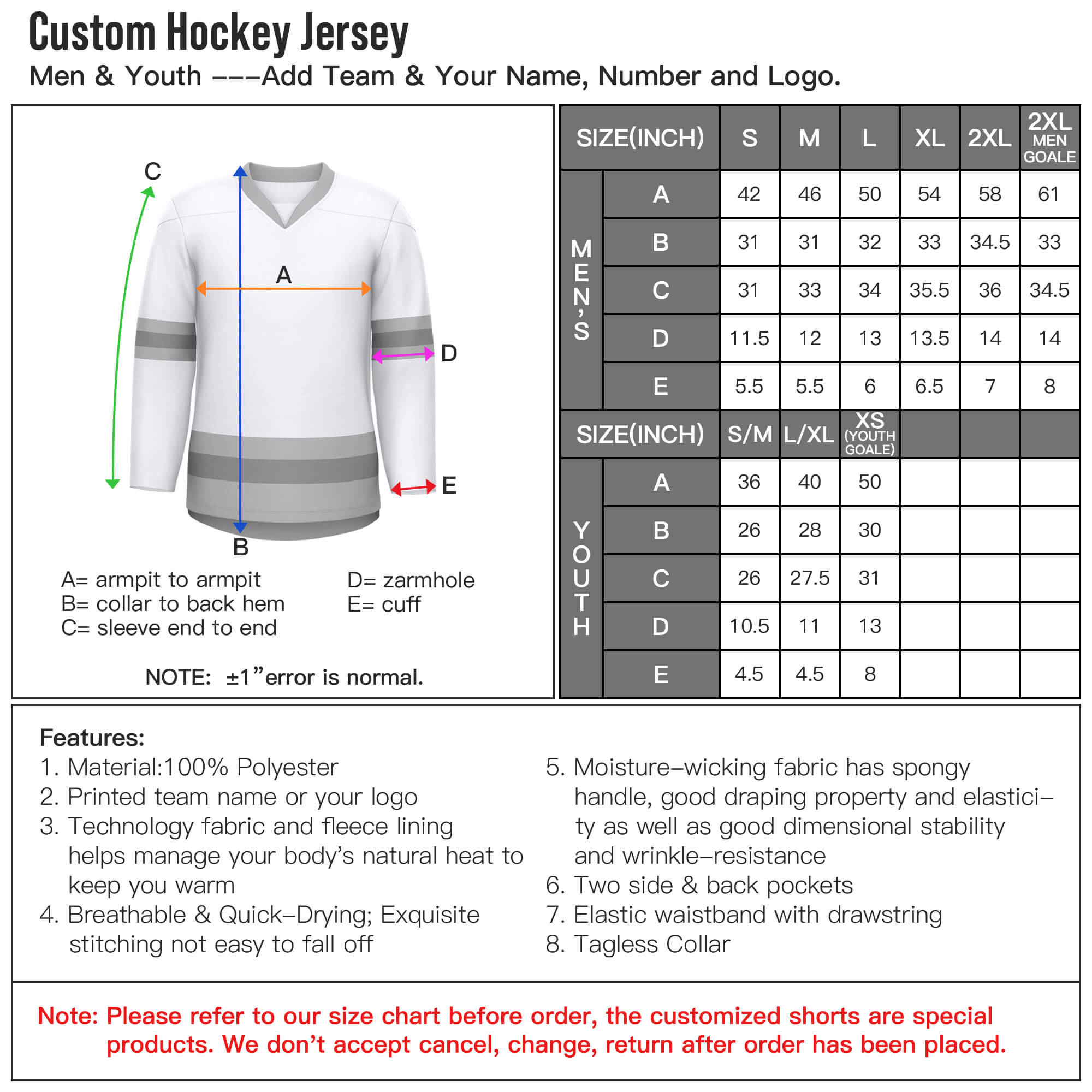 Cheap Custom Green Orange-White Hockey Jersey Free Shipping