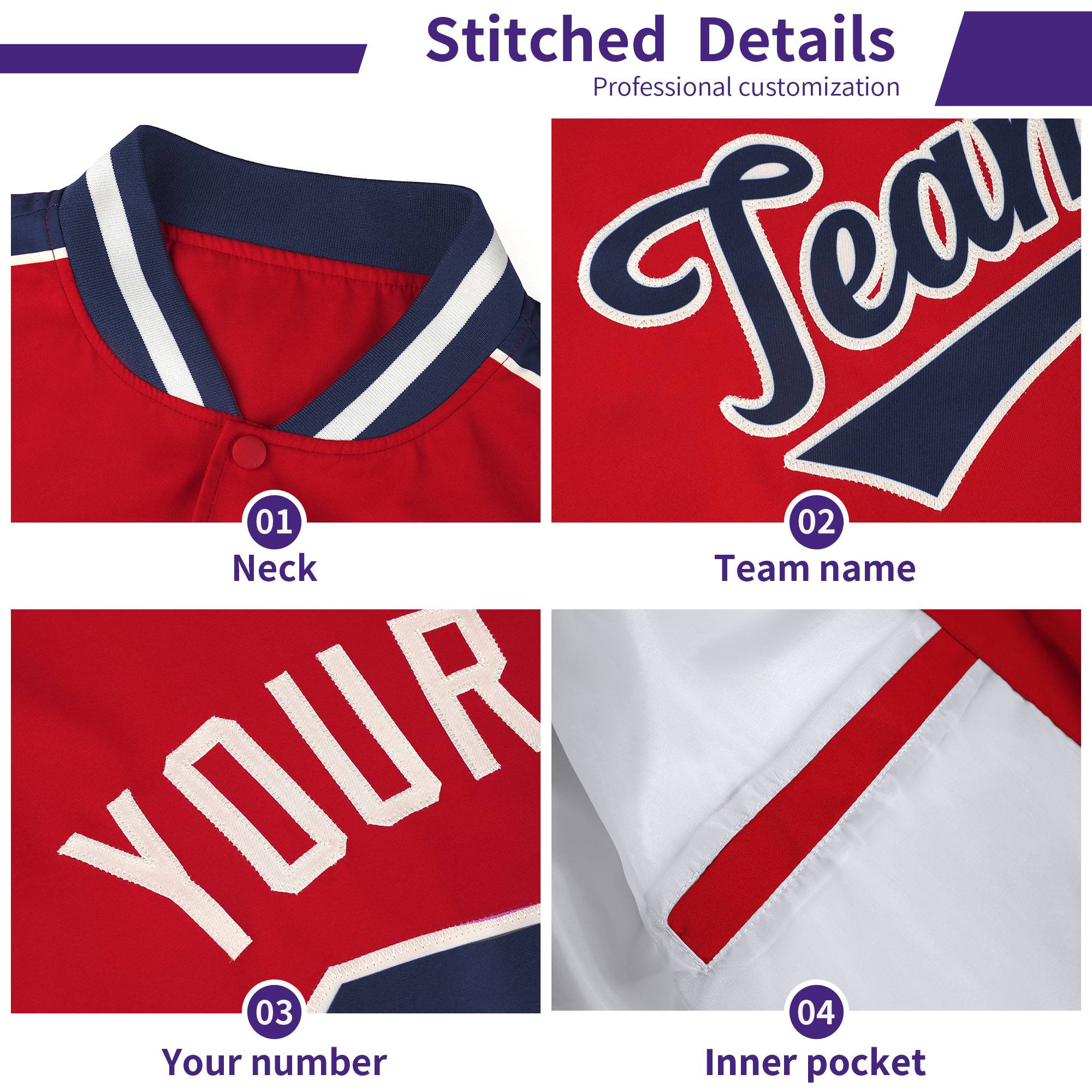 Custom Purple Aqua Varsity Full-Snap Color Block Personalized Raglan Sleeves Letterman Jacket