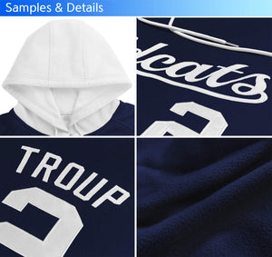 Custom Navy Crimson-White Raglan Sleeves Pullover Personalized Team Sweatshirt Hoodie