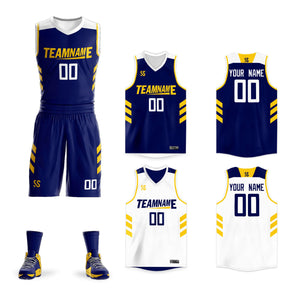 custom navy and white reversible basketball jersey set at kxkshop