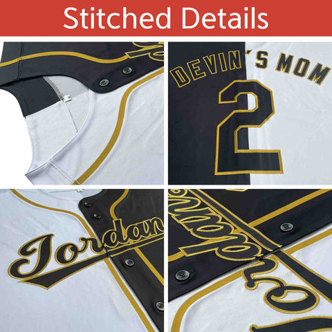 Custom Yellow Black-White Split Fashion Authentic Baseball Jersey