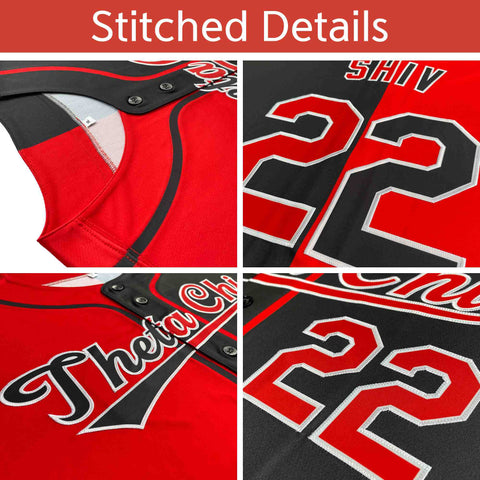 Custom White Royal-Red Hook Split Fashion Authentic Baseball Jersey