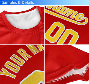 Custom Royal Red Personalized Star Pattern Raglan Sleeves Performance T-Shirt