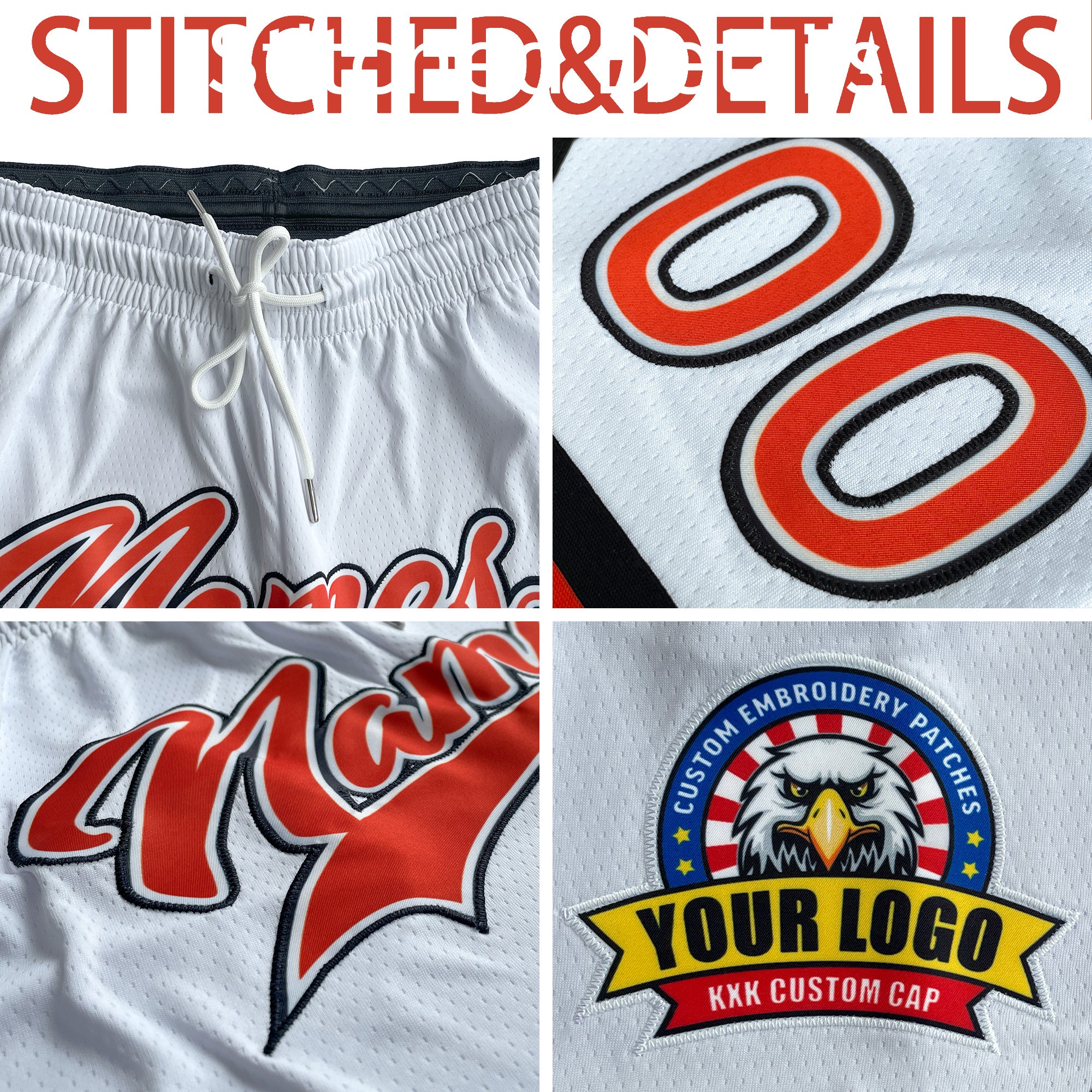 Custom White Orange Basketball Shorts