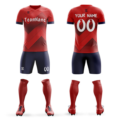 Custom Red Printing Outdoor Breathable Soccer Sets Jersey