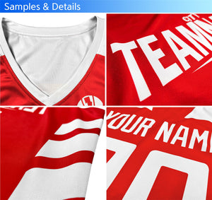 Custom Red White Classic Tops Mesh Sport Basketball Jersey