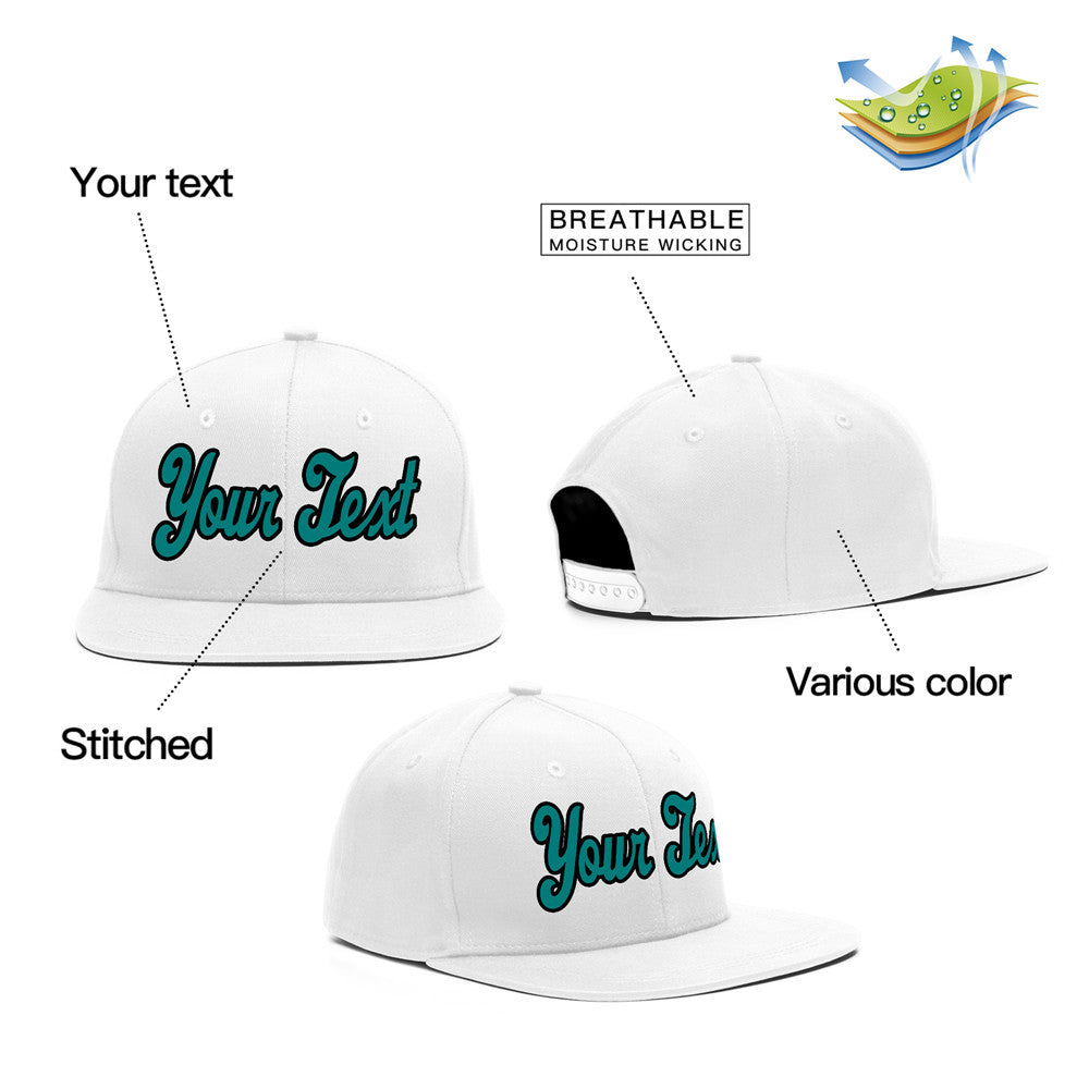 Custom White Aqua Casual Sport Baseball Cap