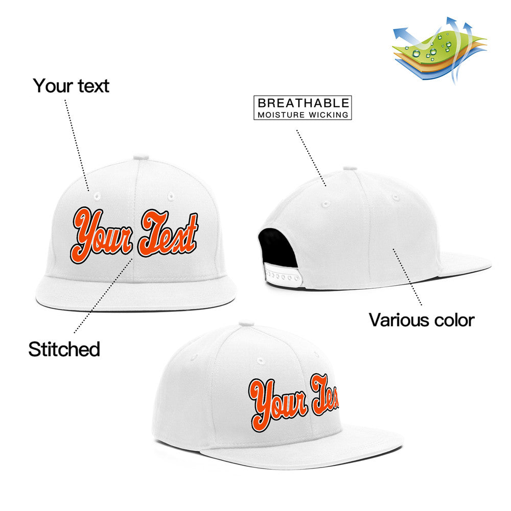 Custom White Orange Casual Sport Baseball Cap