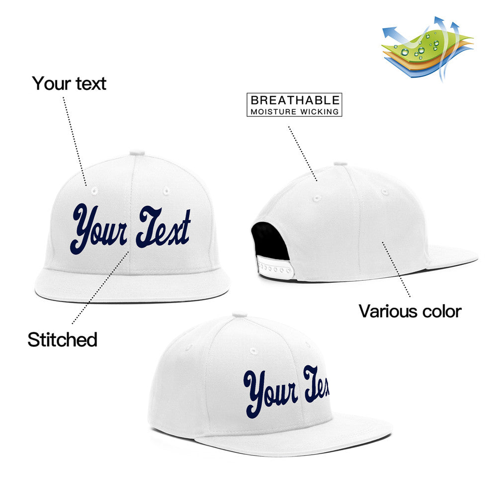 Custom White Navy Casual Sport Baseball Cap