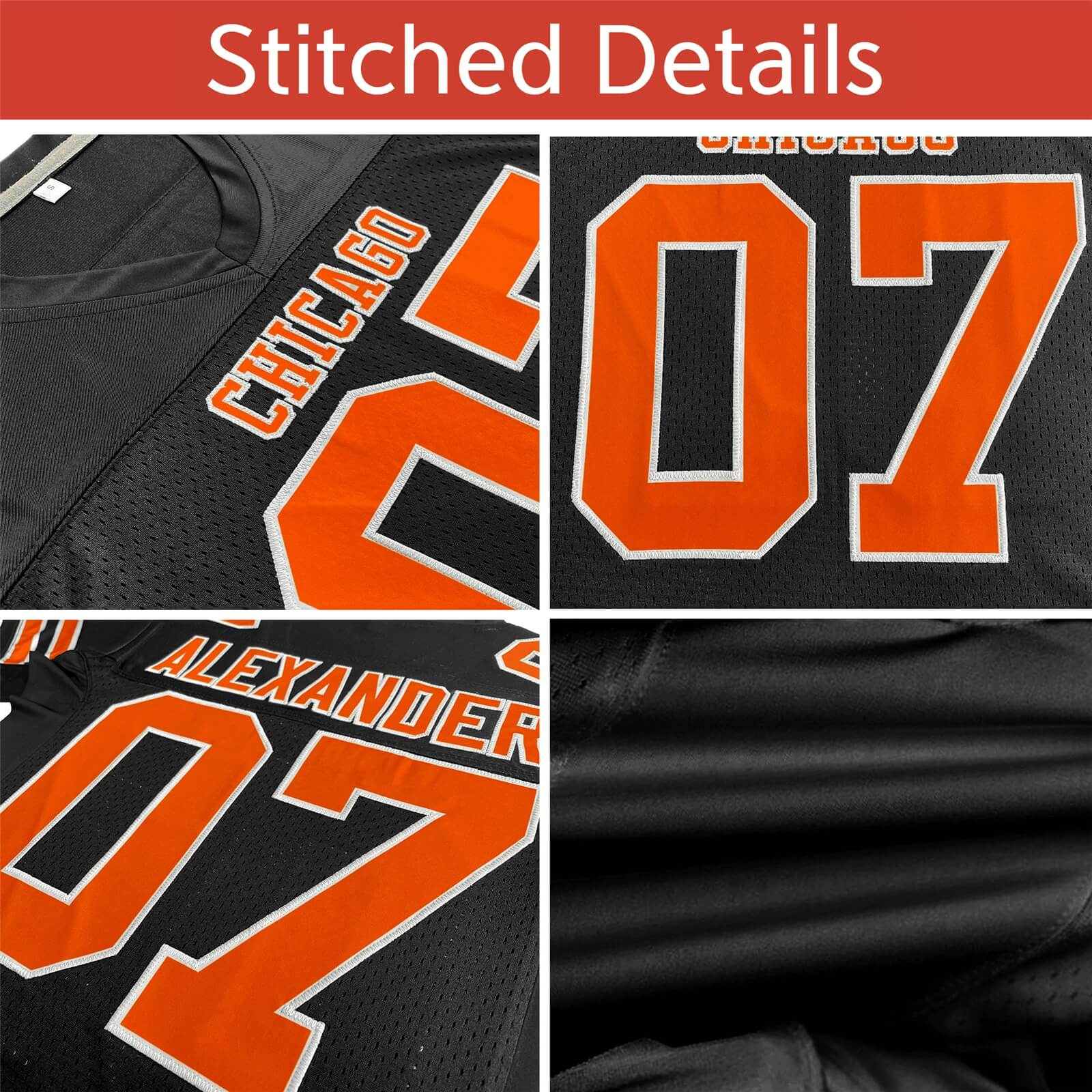 Custom Black Classic Style Mesh Authentic Football Jersey