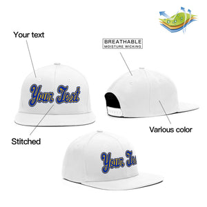 Custom White Royal-Yellow Casual Sport Baseball Cap