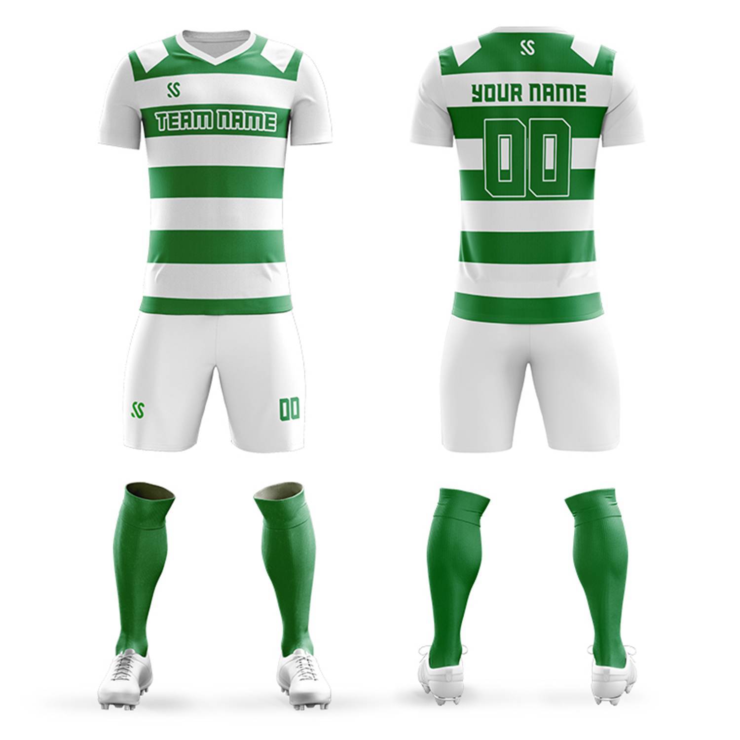 Custom Green Casual Printing Sportswear Soccer Sets Jersey