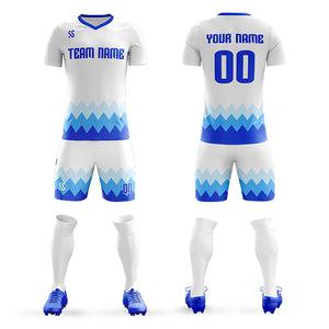 Custom White Royal Printing Sportswear Soccer Sets Jersey