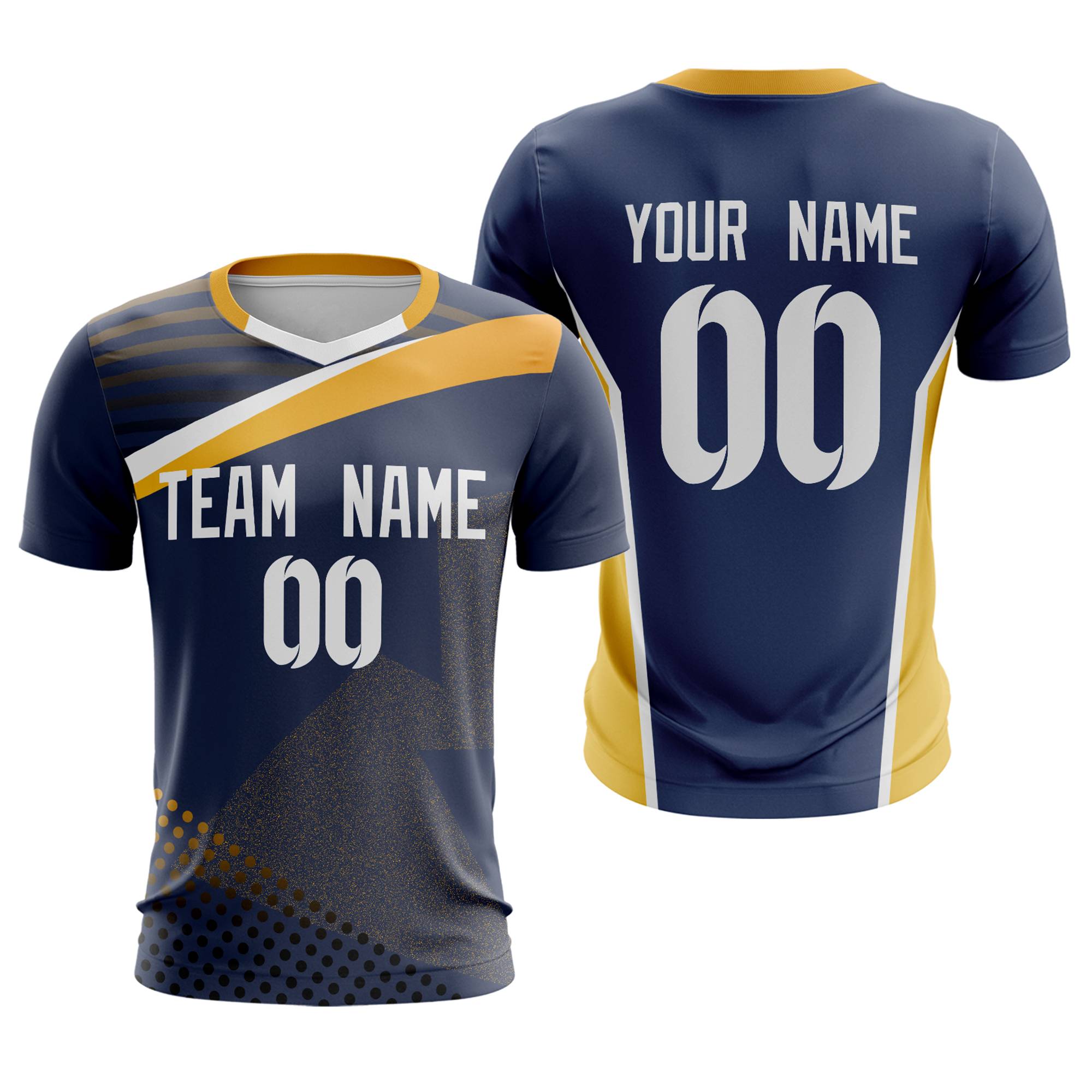 Custom Navy Orange Breathable Sport Soccer Tops Jersey