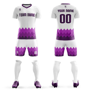 Custom White Black Casual Printing Sportswear Soccer Sets Jersey