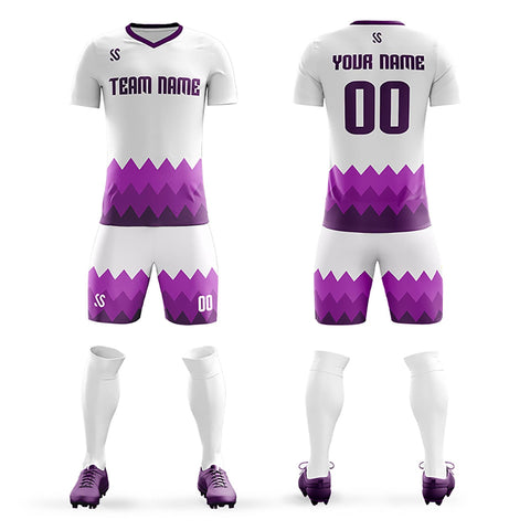 Custom White Black Casual Printing Sportswear Soccer Sets Jersey