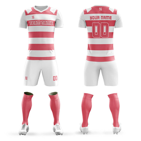 Custom Pink Casual Printing Sportswear Soccer Sets Jersey