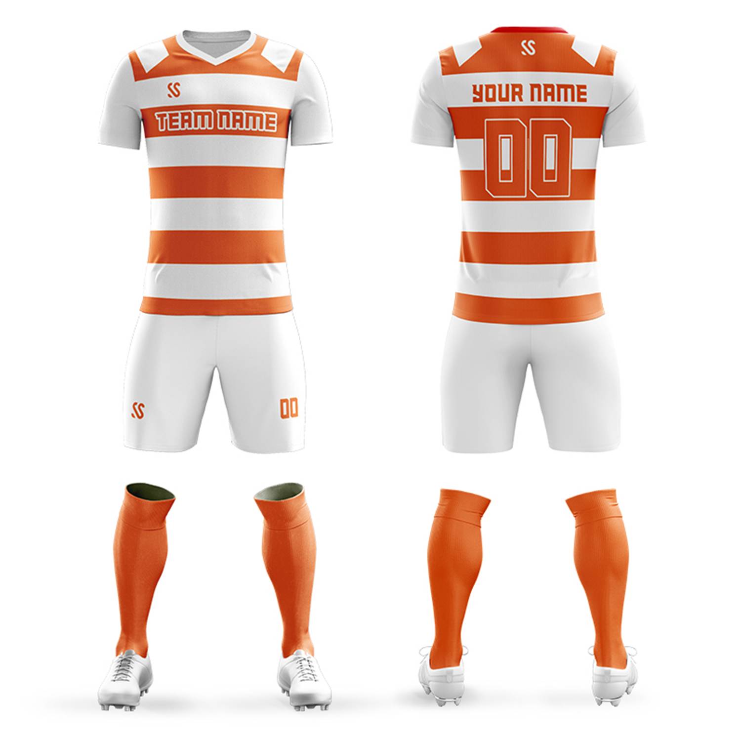 Custom Orange Casual Printing Sportswear Soccer Sets Jersey