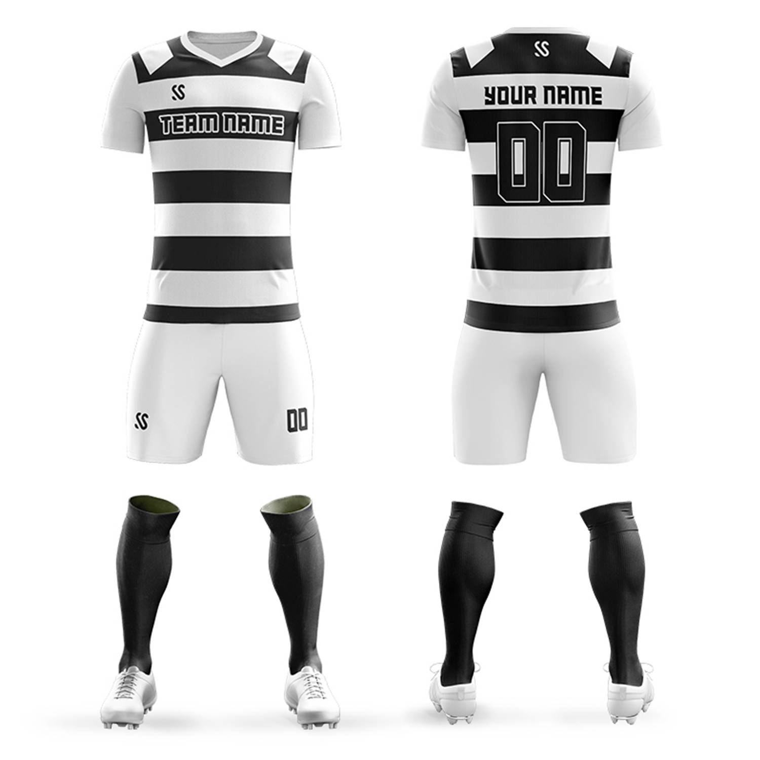 Custom Black Casuall Printing Sportswear Soccer Sets Jersey