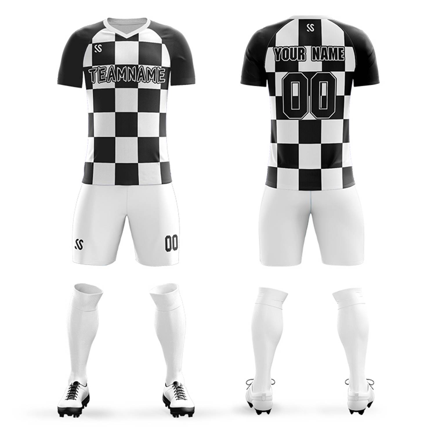 Custom Black Outdoor Soccer Sets Jersey