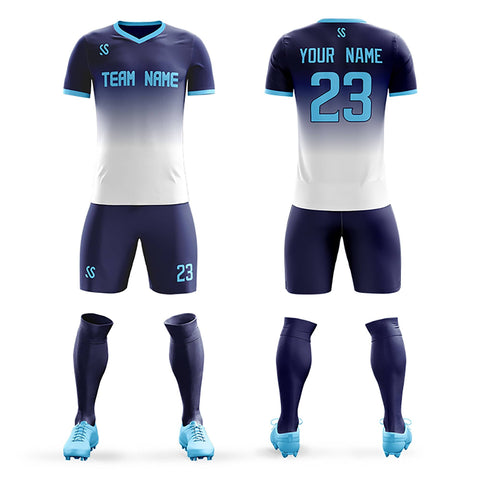 Custom Navy Printing Sportswear Soccer Sets Jersey
