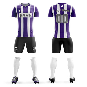 Custom Purple Gray Casual Outdoor Soccer Sets Jersey