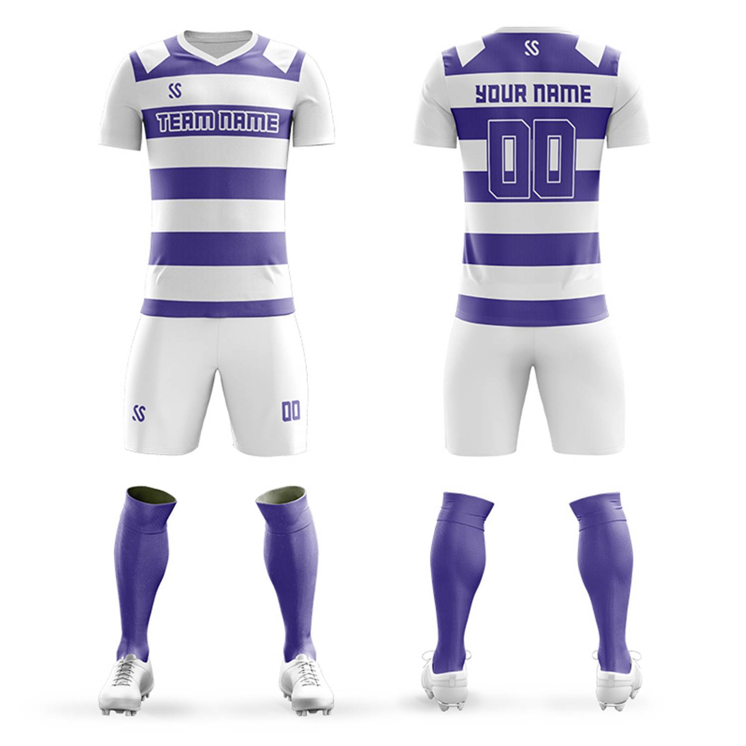 Custom Purple Casual Printing Sportswear Soccer Sets Jersey