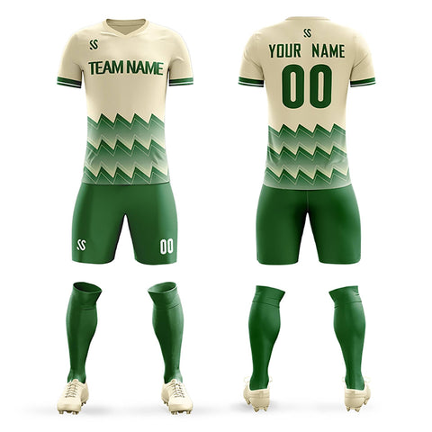 Custom Green Printing Outdoor Breathable Soccer Sets Jersey