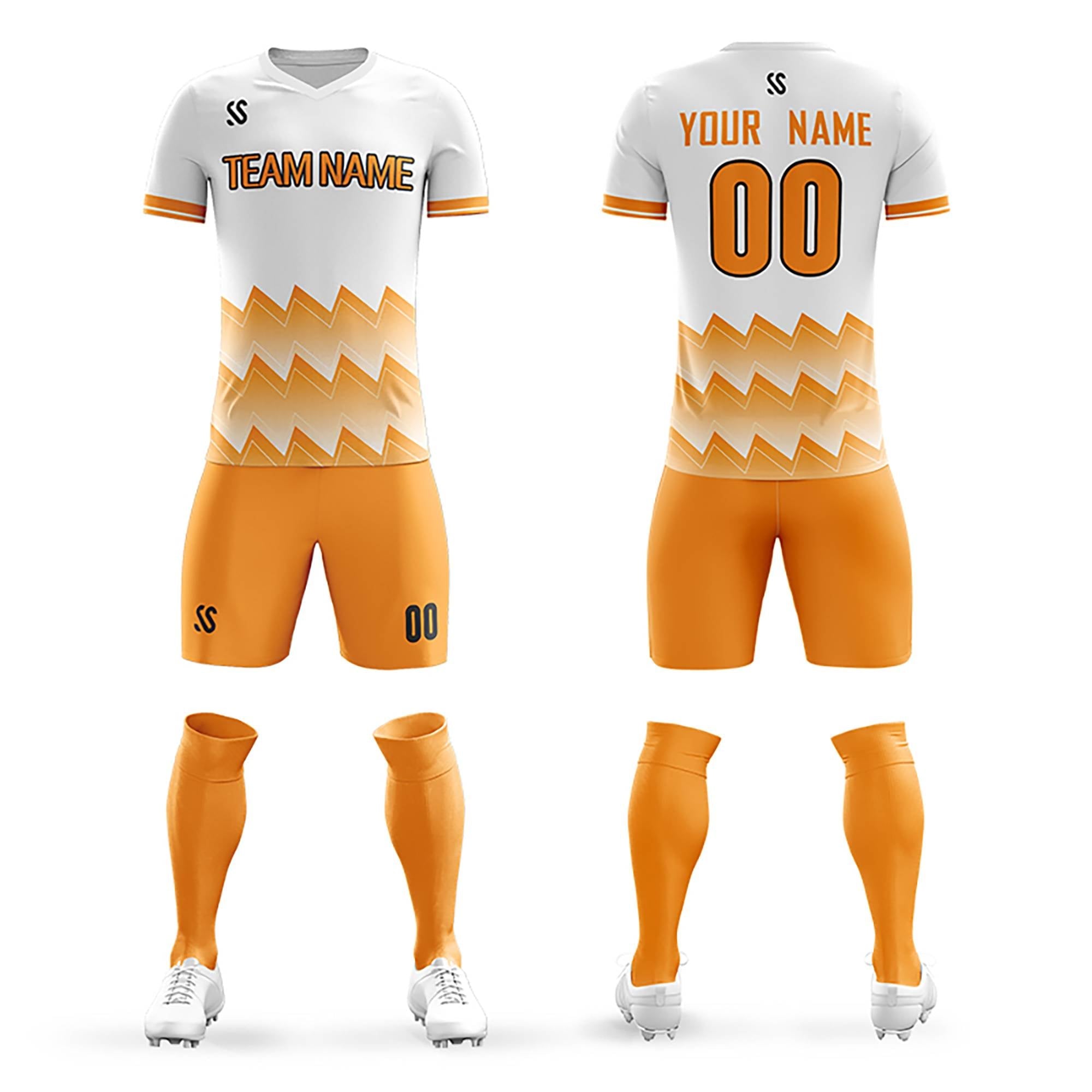 Custom Orange Printing Outdoor Breathable Soccer Sets Jersey