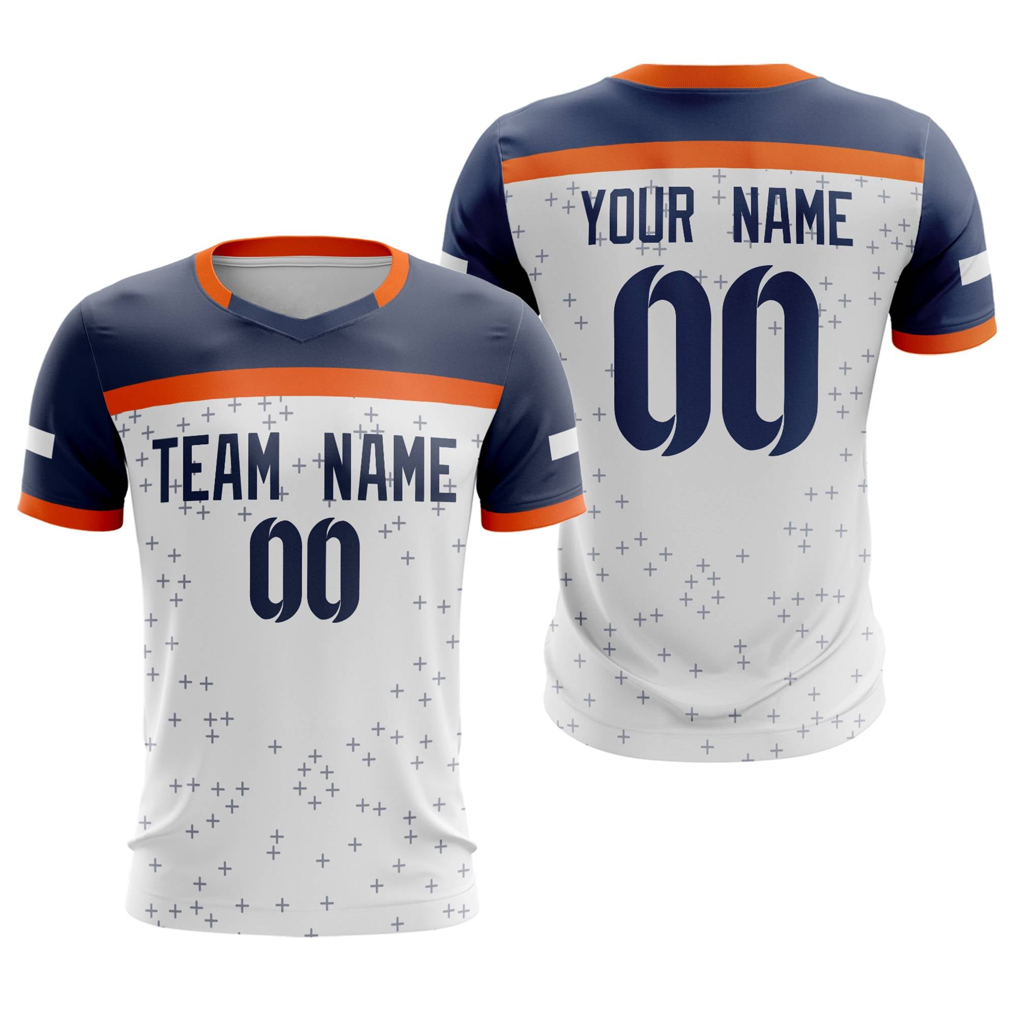 Custom White Navy Breathable Sport Soccer Tops Jersey